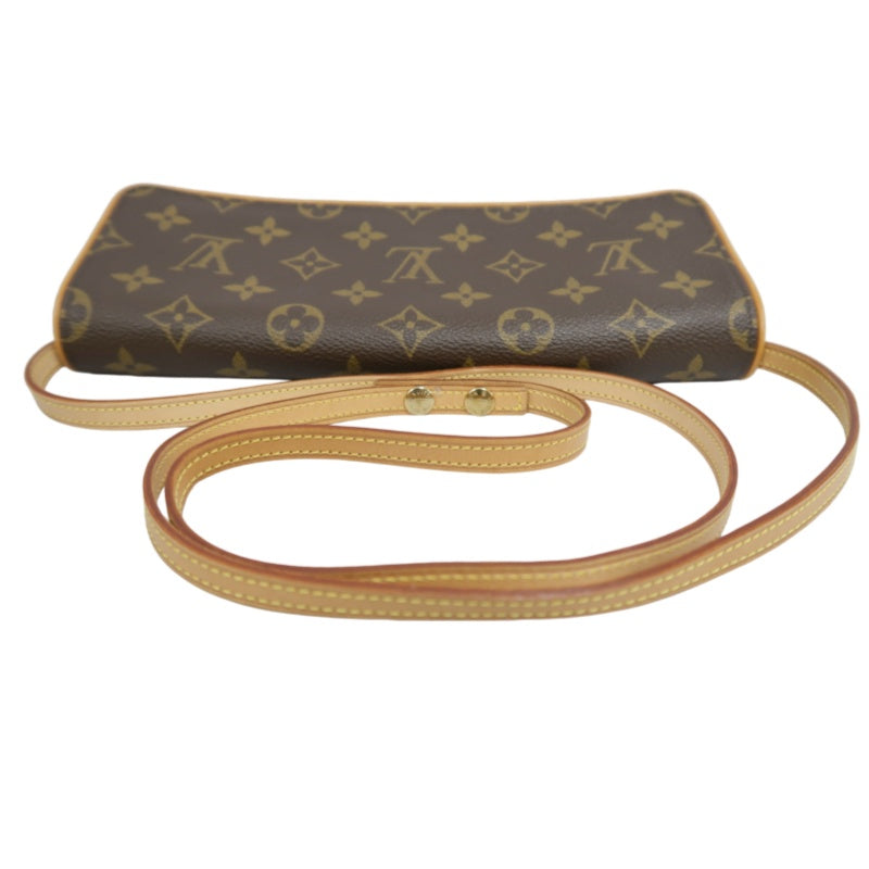 LOUIS VUITTON Monogram Pochette Twin GM  Clutch Gold Hardware With shoulder belt