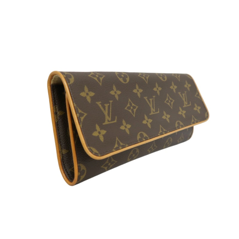 LOUIS VUITTON Monogram Pochette Twin GM  Clutch Gold Hardware With shoulder belt