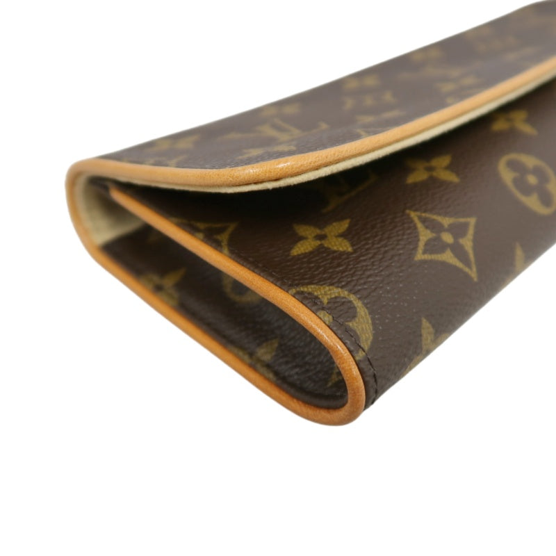 LOUIS VUITTON Monogram Pochette Twin GM  Clutch Gold Hardware With shoulder belt