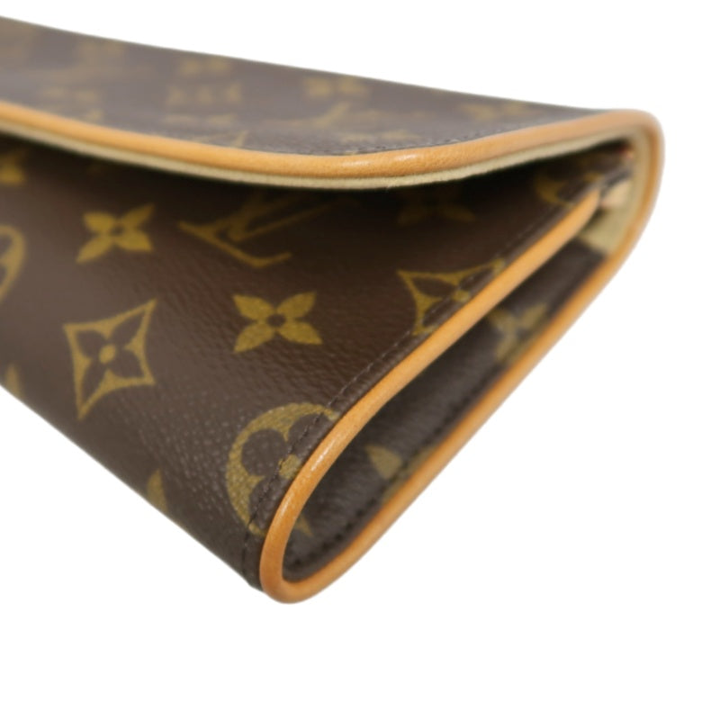 LOUIS VUITTON Monogram Pochette Twin GM  Clutch Gold Hardware With shoulder belt