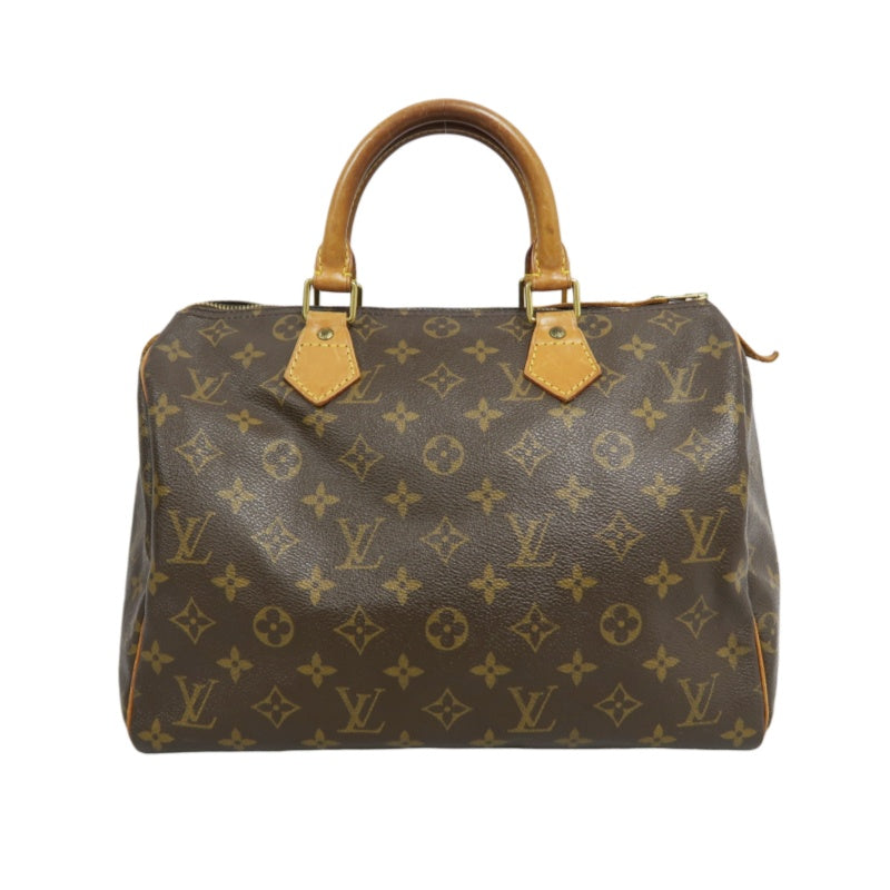LOUIS VUITTON Monogram Speedy 30 Handbag Gold Hardware brown Cadena Padlock & 2 Keys
