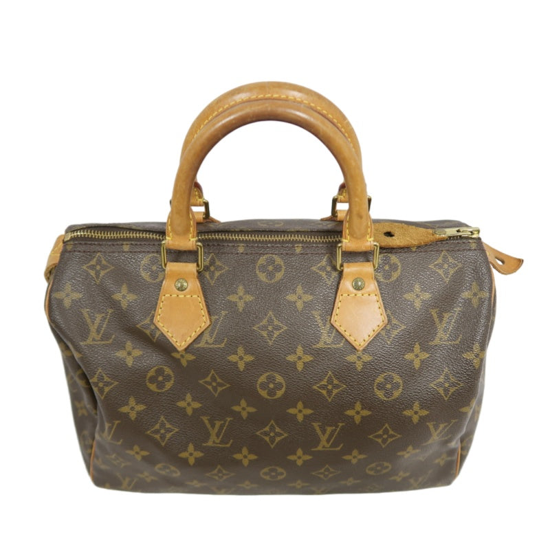 LOUIS VUITTON Monogram Speedy 30 Handbag Gold Hardware brown Cadena Padlock & 2 Keys