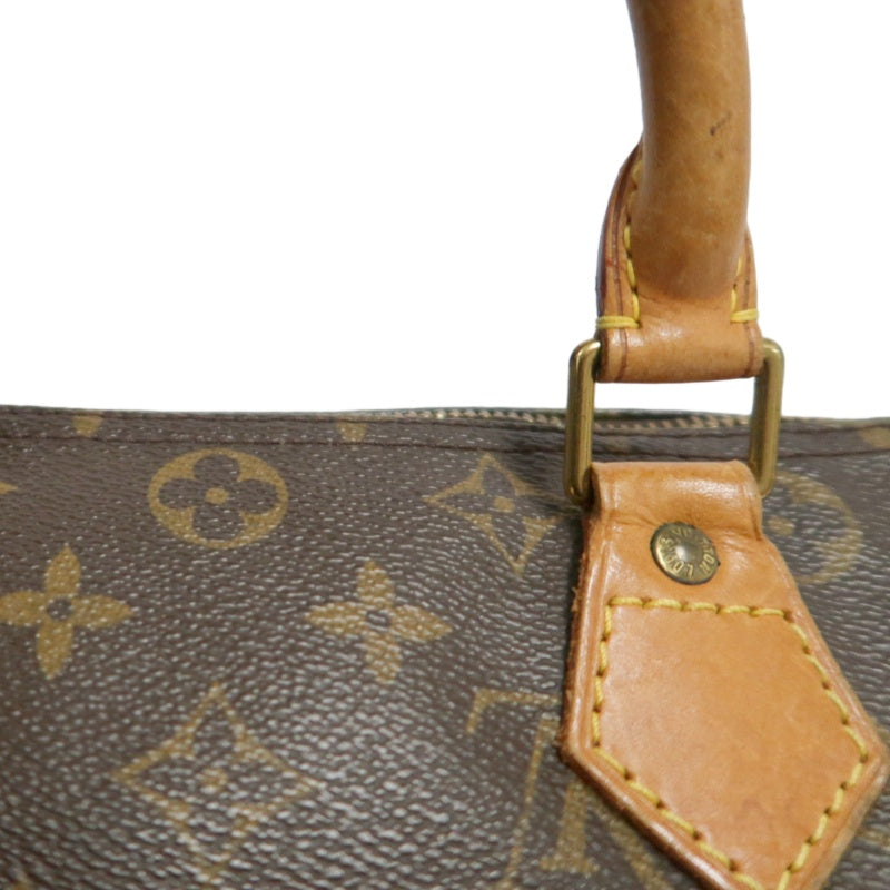 LOUIS VUITTON Monogram Speedy 30 Handbag Gold Hardware brown Cadena Padlock & 2 Keys