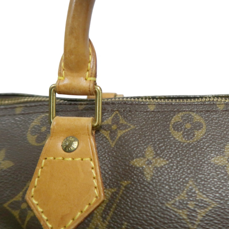 LOUIS VUITTON Monogram Speedy 30 Handbag Gold Hardware brown Cadena Padlock & 2 Keys