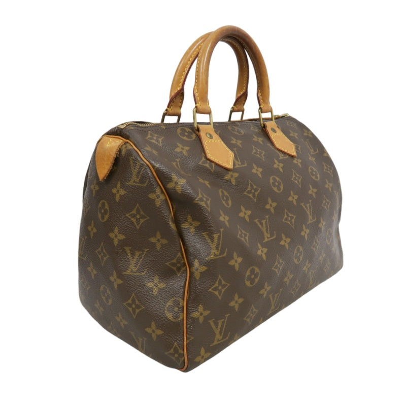 LOUIS VUITTON Monogram Speedy 30 Handbag Gold Hardware brown Cadena Padlock & 2 Keys