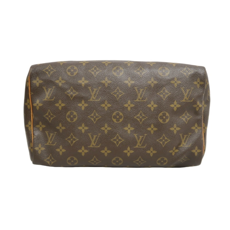 LOUIS VUITTON Monogram Speedy 30 Handbag Gold Hardware brown Cadena Padlock & 2 Keys