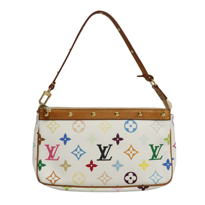 LOUIS VUITTON Monogram Multicolor Pochette Accessoires Pouch Clutch Blanc  Gold Hardware