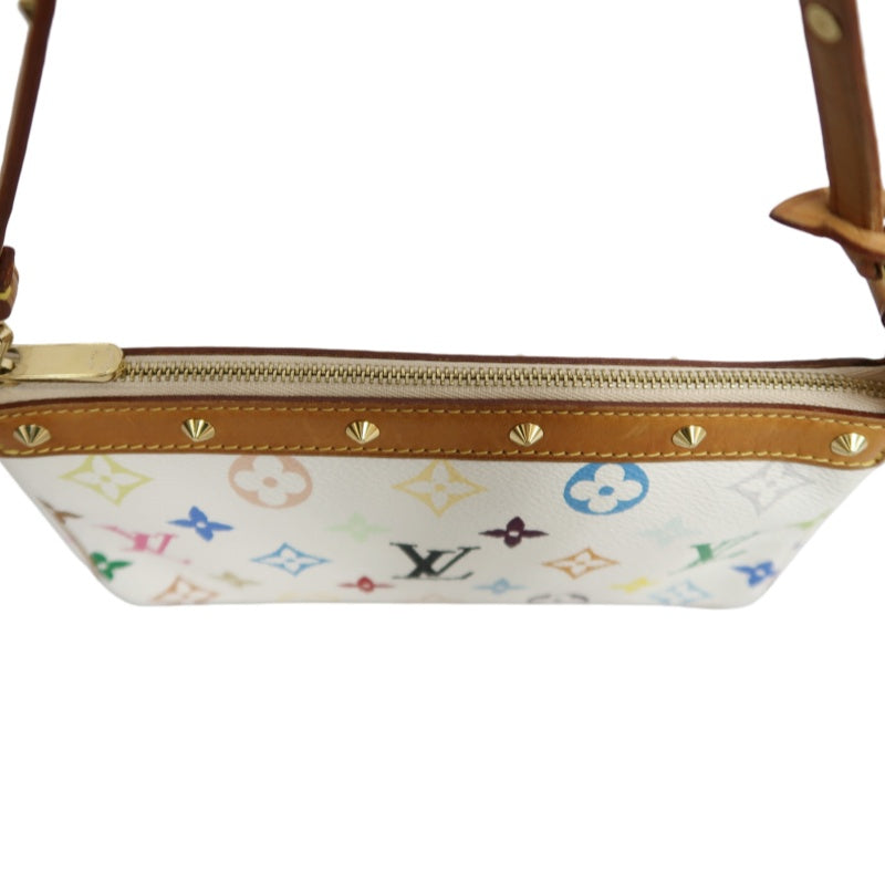 LOUIS VUITTON Monogram Multicolor Pochette Accessoires Pouch Clutch Blanc  Gold Hardware