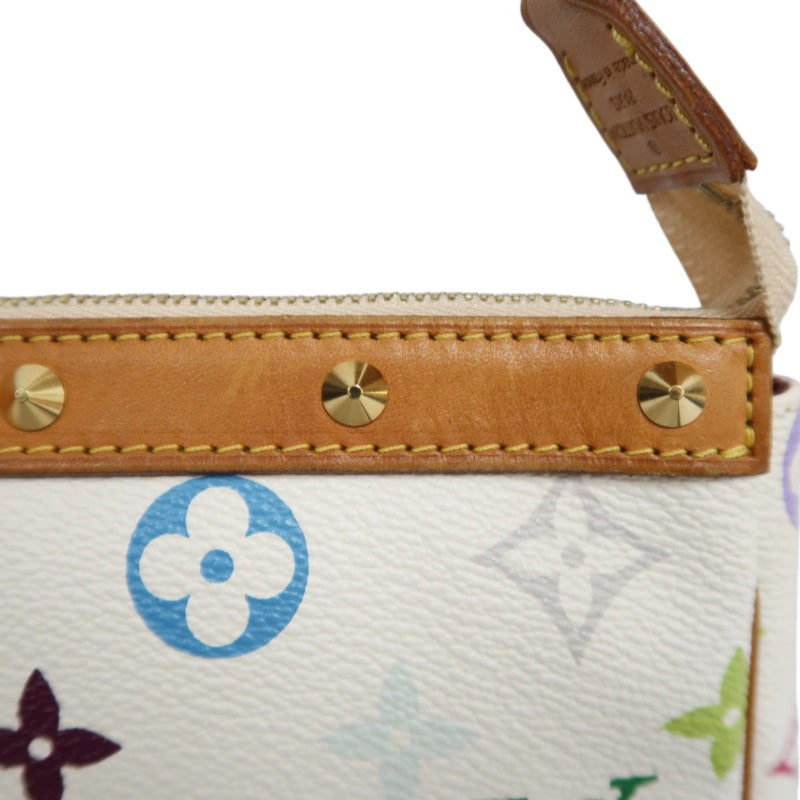 LOUIS VUITTON Monogram Multicolor Pochette Accessoires Pouch Clutch Blanc  Gold Hardware