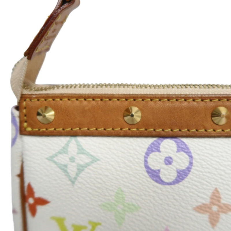 LOUIS VUITTON Monogram Multicolor Pochette Accessoires Pouch Clutch Blanc  Gold Hardware