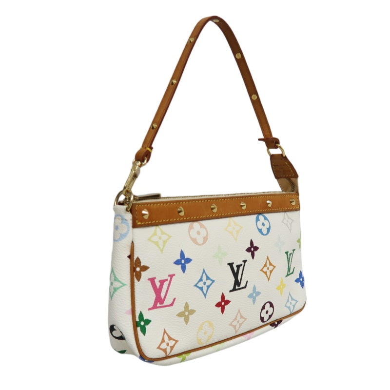 LOUIS VUITTON Monogram Multicolor Pochette Accessoires Pouch Clutch Blanc  Gold Hardware