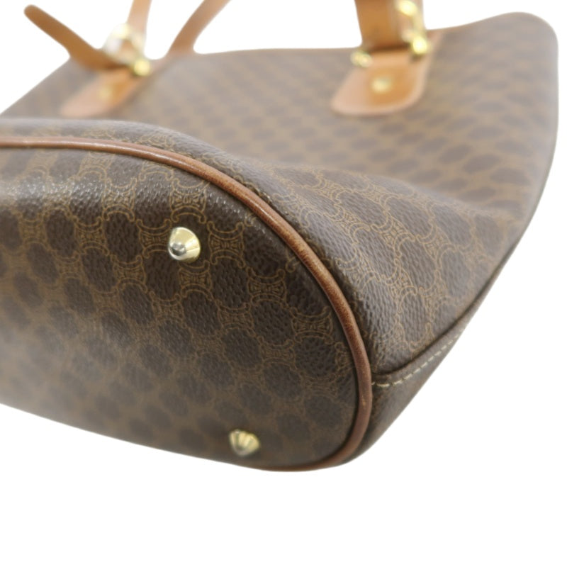 CELINE Macadam Tote Bag Bucket Style Brown Gold Plate