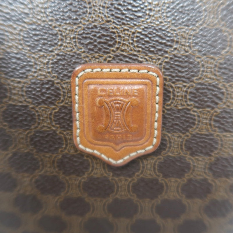 CELINE Macadam Tote Bag Bucket Style Brown Gold Plate