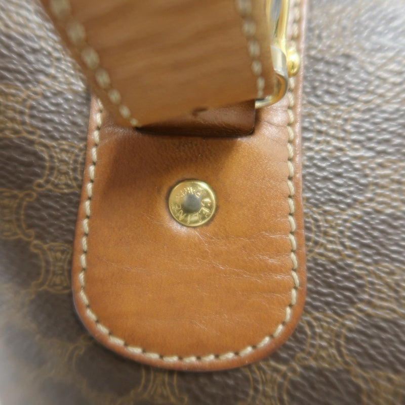 CELINE Macadam Tote Bag Bucket Style Brown Gold Plate