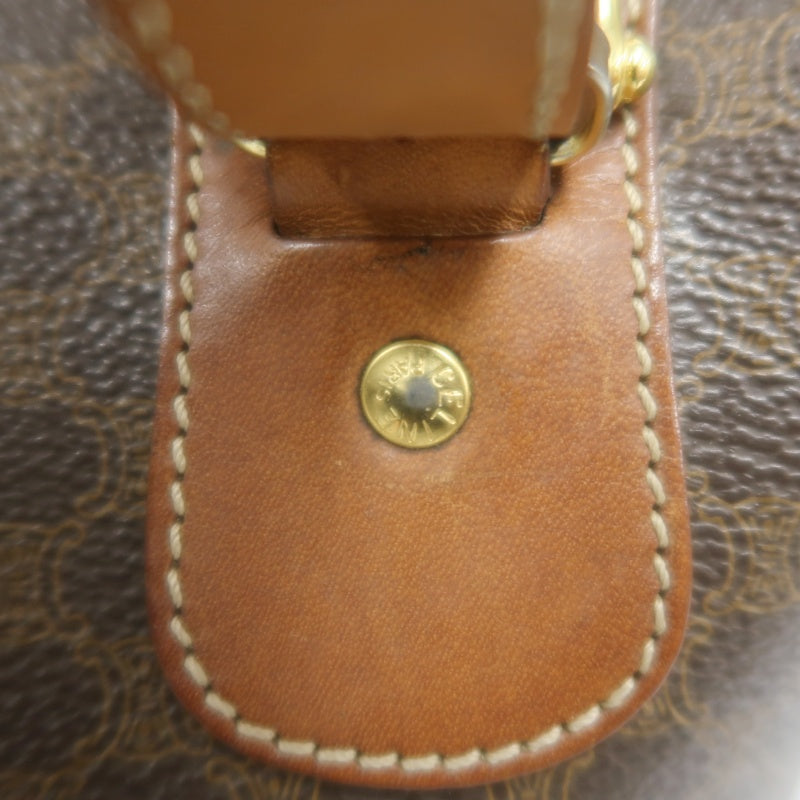 CELINE Macadam Tote Bag Bucket Style Brown Gold Plate