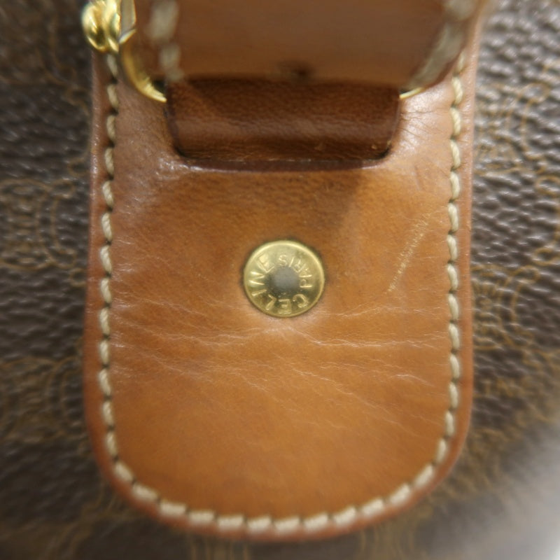 CELINE Macadam Tote Bag Bucket Style Brown Gold Plate