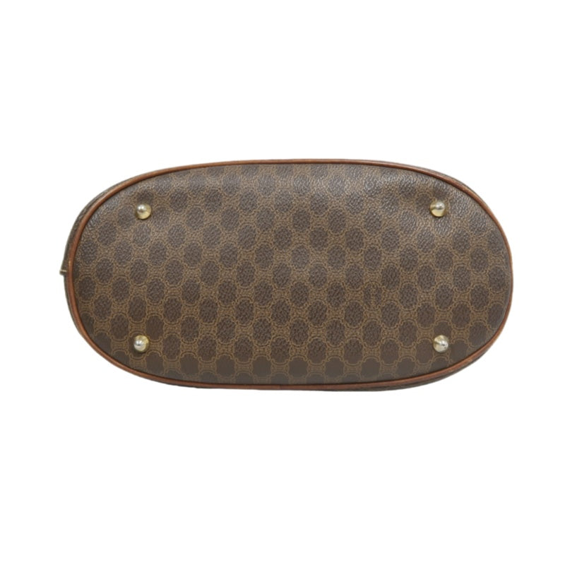CELINE Macadam Tote Bag Bucket Style Brown Gold Plate