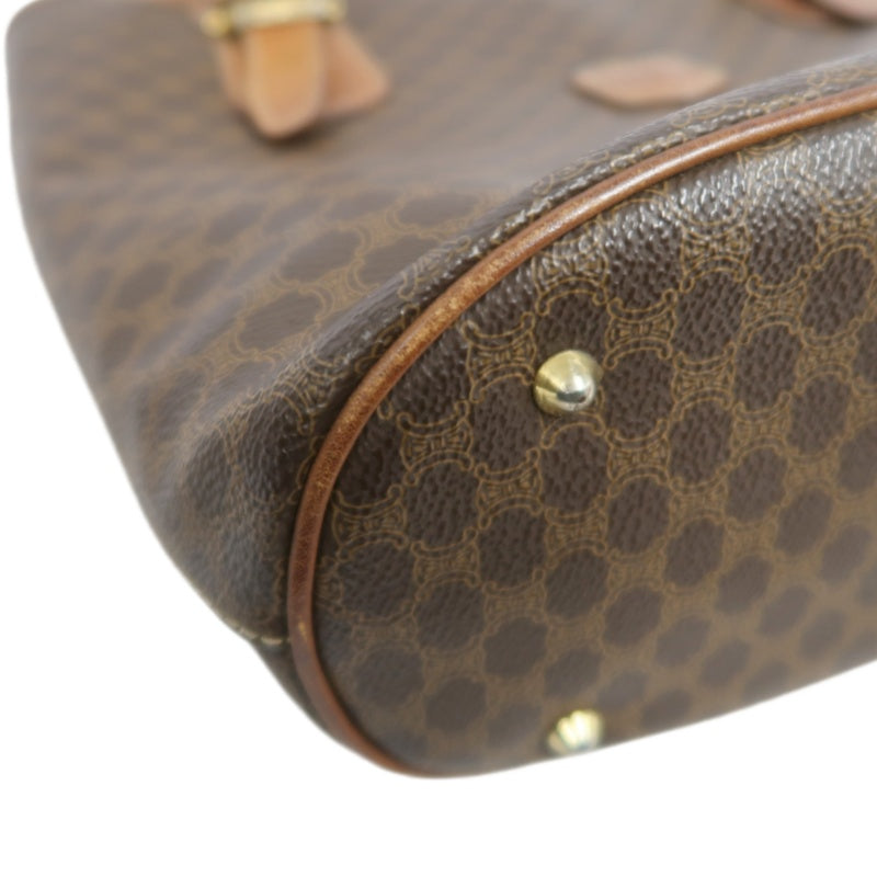 CELINE Macadam Tote Bag Bucket Style Brown Gold Plate