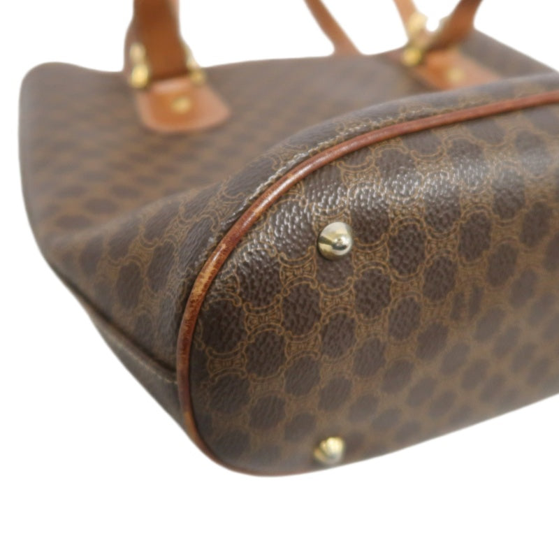 CELINE Macadam Tote Bag Bucket Style Brown Gold Plate