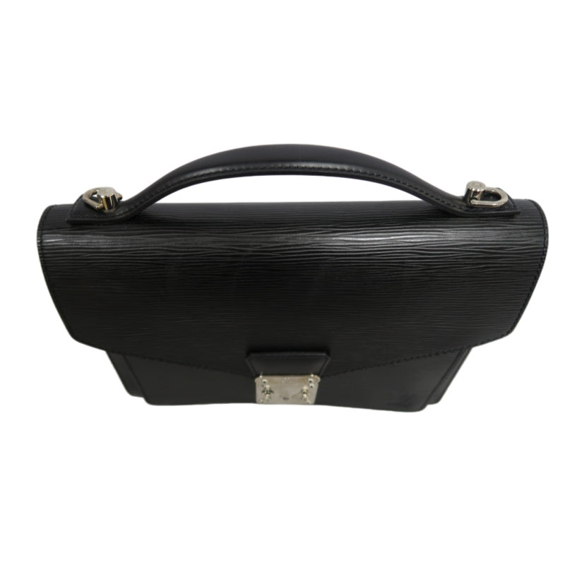 LOUIS VUITTON Epi Monceau Handbag Business Bag 2way Shoulder Black Silver Hardware With shoulderStrap