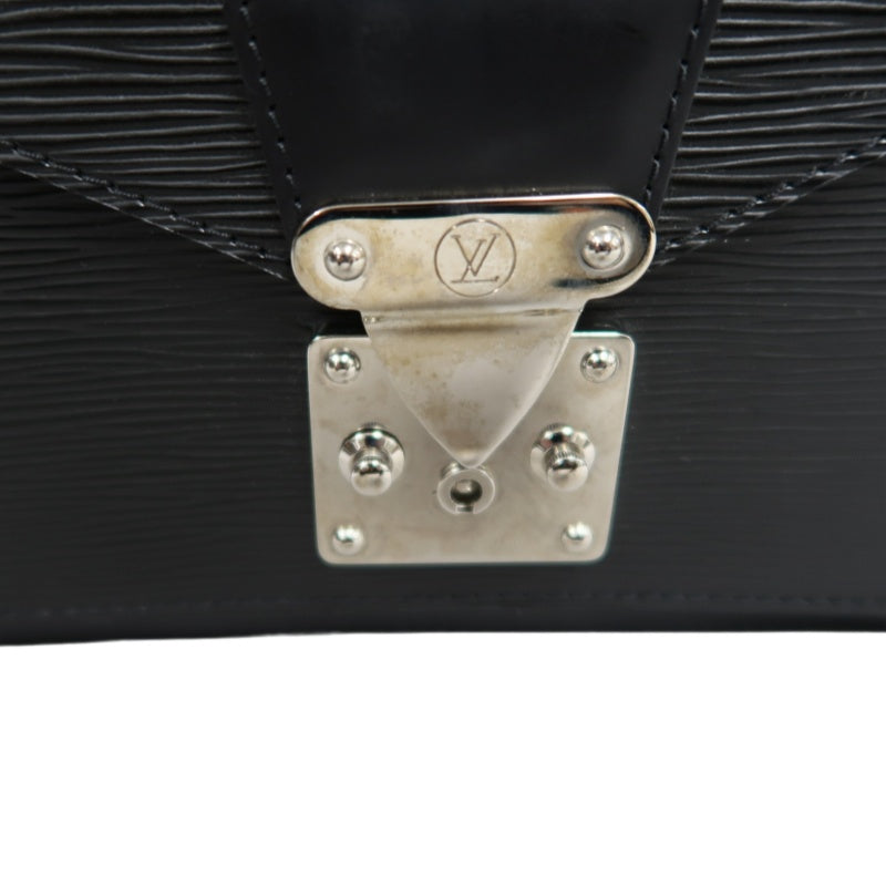 LOUIS VUITTON Epi Monceau Handbag Business Bag 2way Shoulder Black Silver Hardware With shoulderStrap