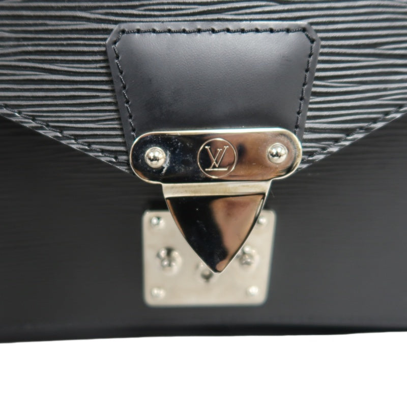LOUIS VUITTON Epi Monceau Handbag Business Bag 2way Shoulder Black Silver Hardware With shoulderStrap