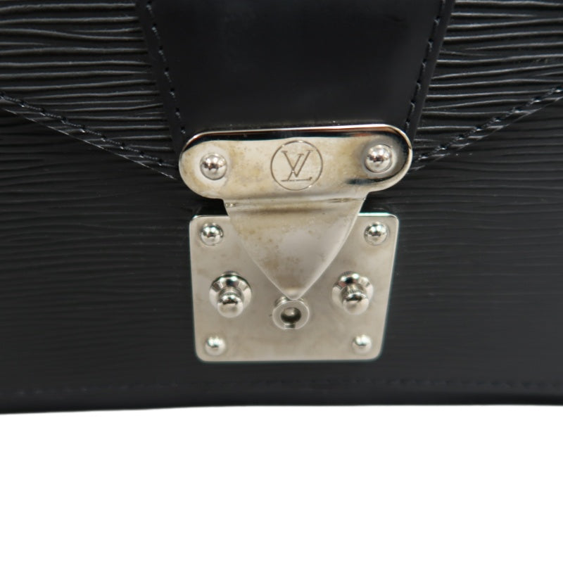 LOUIS VUITTON Epi Monceau Handbag Business Bag 2way Shoulder Black Silver Hardware With shoulderStrap