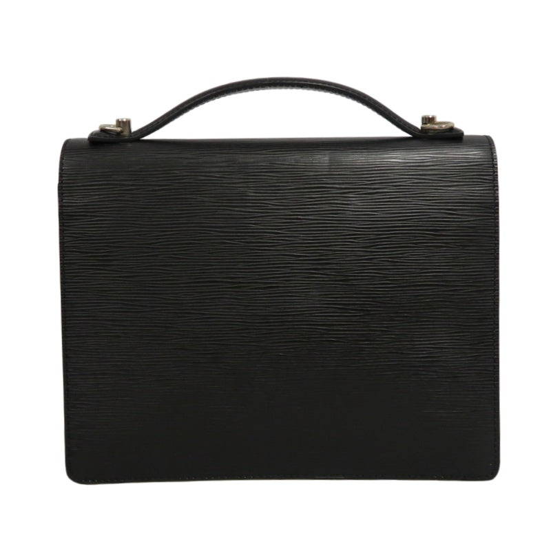 LOUIS VUITTON Epi Monceau Handbag Business Bag 2way Shoulder Black Silver Hardware With shoulderStrap