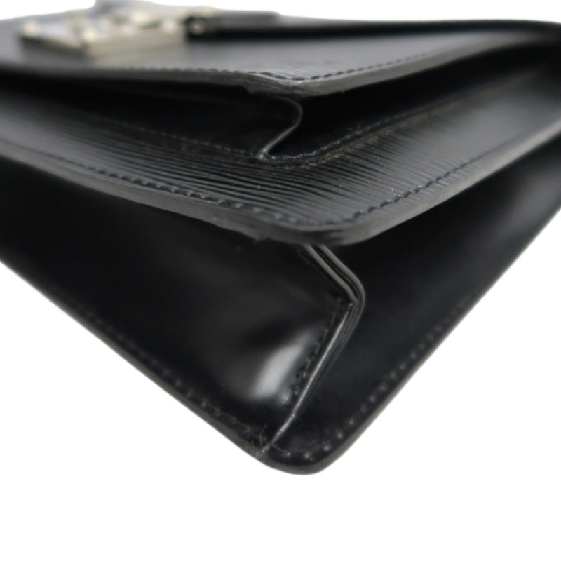 LOUIS VUITTON Epi Monceau Handbag Business Bag 2way Shoulder Black Silver Hardware With shoulderStrap