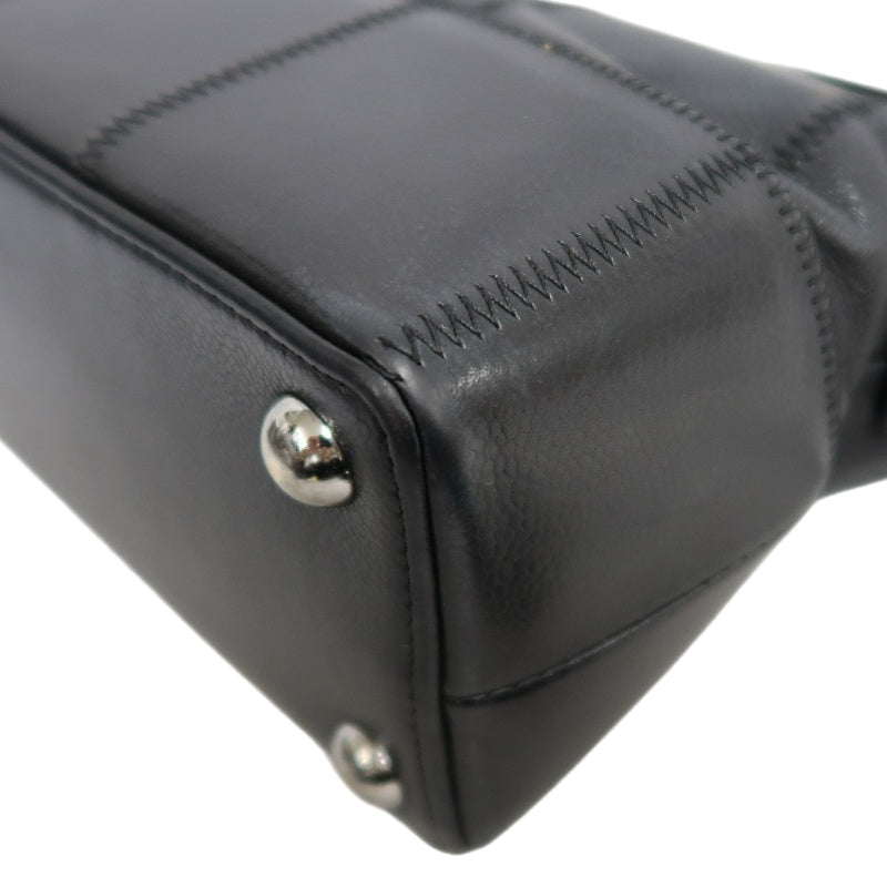 CHANEL Choco Bar One Shoulder Bag　 Black Leather 　Silver Hardware
