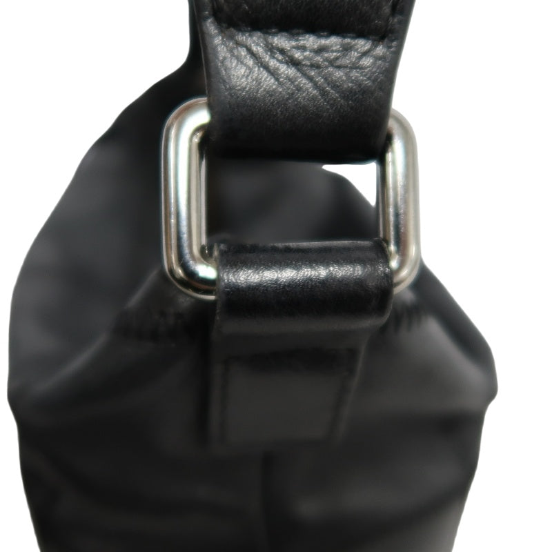 CHANEL Choco Bar One Shoulder Bag　 Black Leather 　Silver Hardware