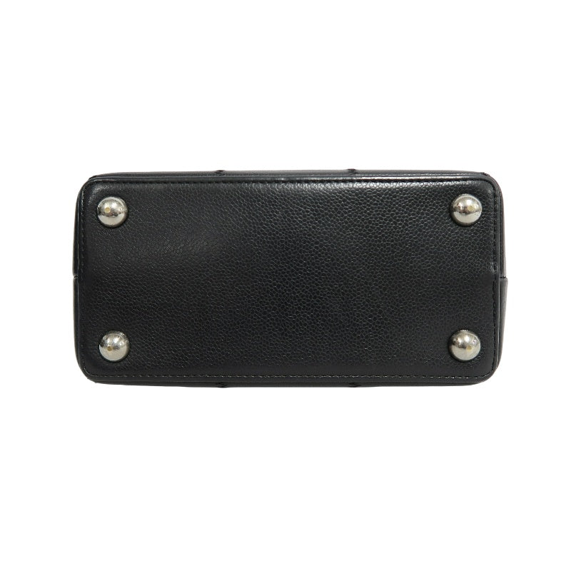 CHANEL Choco Bar One Shoulder Bag　 Black Leather 　Silver Hardware