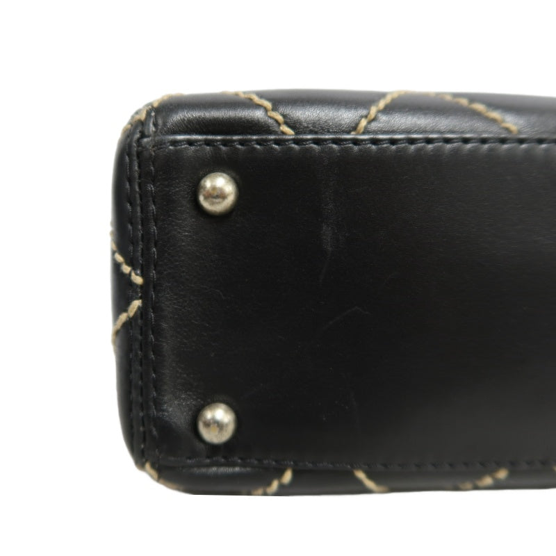 CHANEL Wild Stitch Handbag lambskin Black Gold Hardware