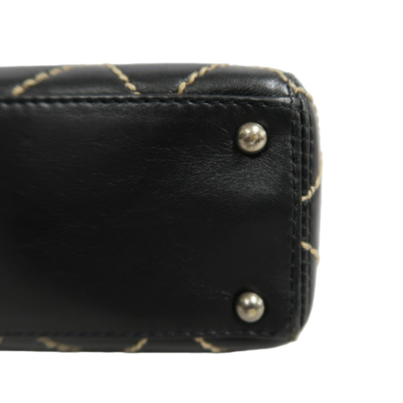 CHANEL Wild Stitch Handbag lambskin Black Gold Hardware