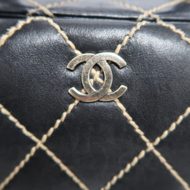 CHANEL Wild Stitch Handbag lambskin Black Gold Hardware