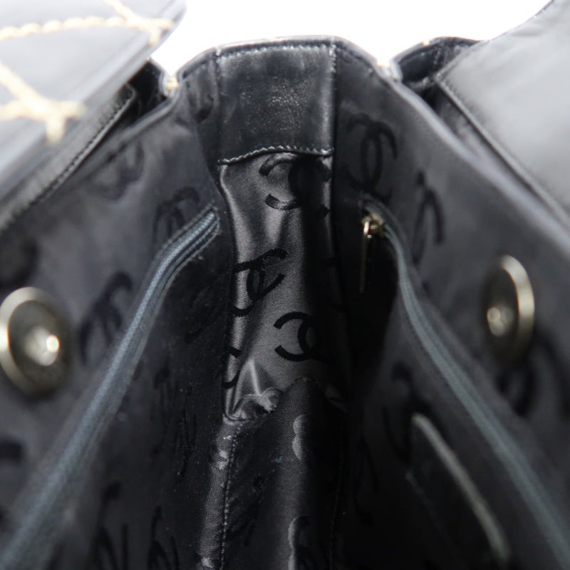 CHANEL Wild Stitch Handbag lambskin Black Gold Hardware