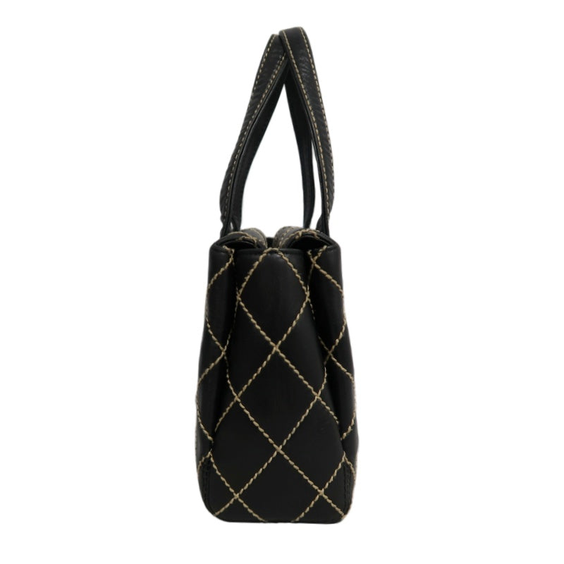 CHANEL Wild Stitch Handbag lambskin Black Gold Hardware
