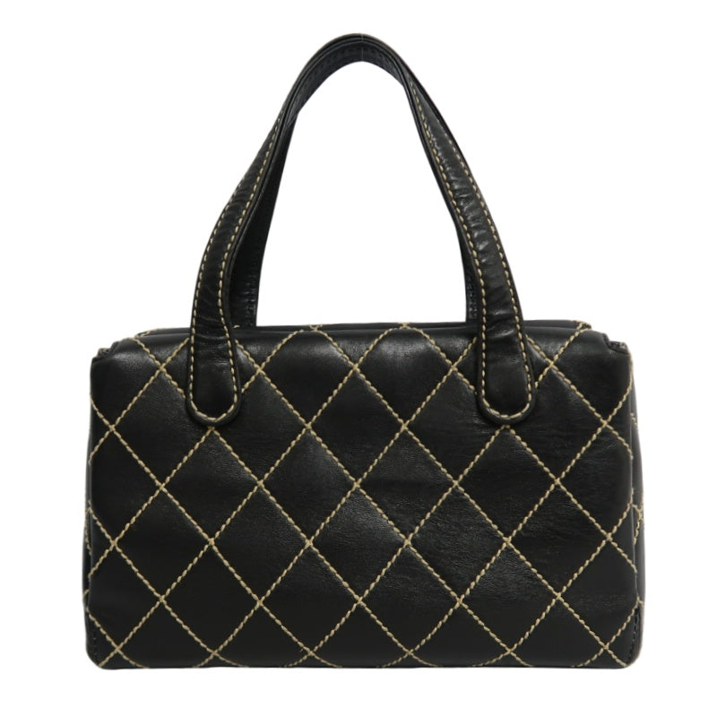 CHANEL Wild Stitch Handbag lambskin Black Gold Hardware