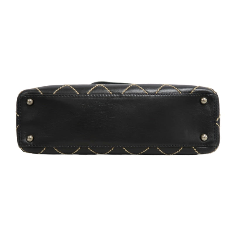 CHANEL Wild Stitch Handbag lambskin Black Gold Hardware