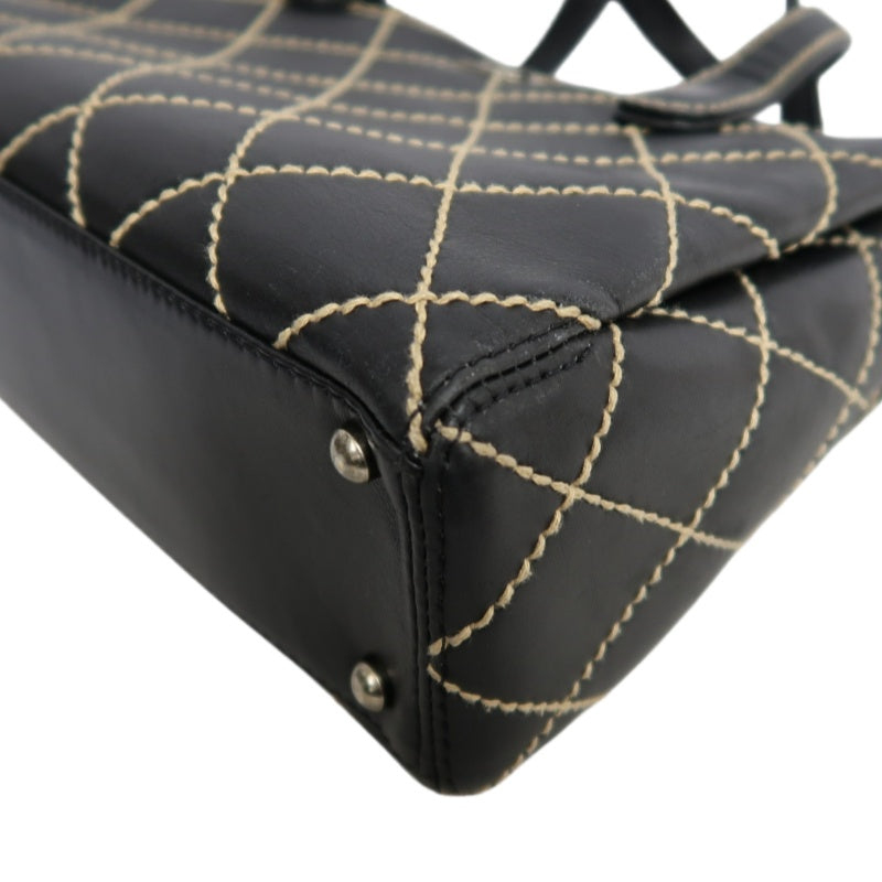 CHANEL Wild Stitch Handbag lambskin Black Gold Hardware