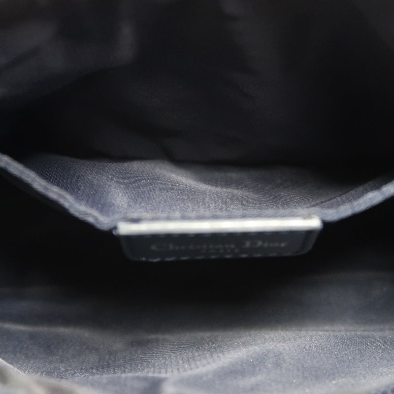 CHRISTIAN DIOR Trotter Shoulder Bag Canvas Navy Silver Hardware