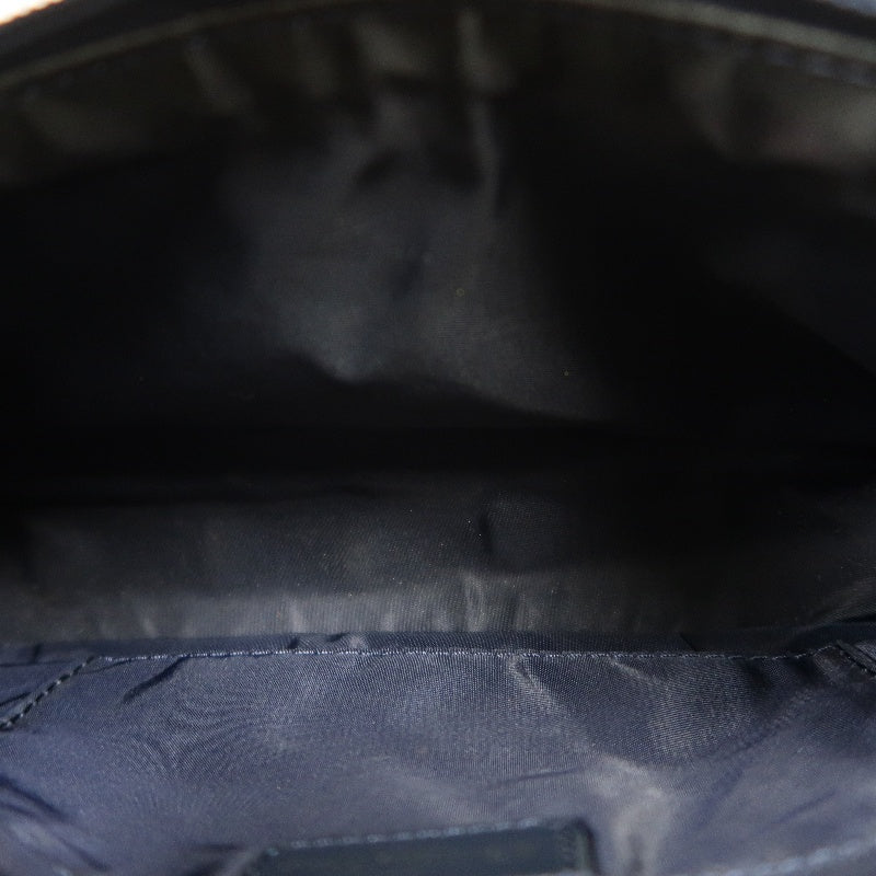 CHRISTIAN DIOR Trotter Shoulder Bag Canvas Navy Silver Hardware