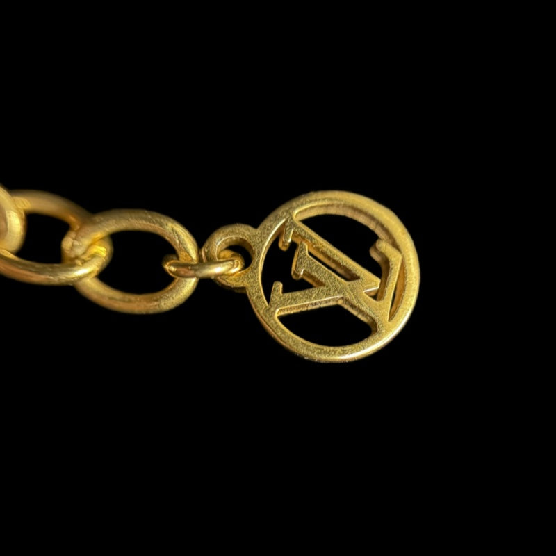 LOUIS VUITTON Necklace Petit  Gold Crystal Monogram Flower LV Circle