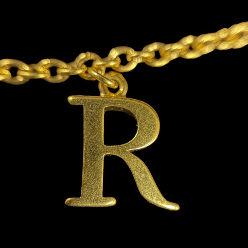 CHRISTIAN DIOR Logo Rhinestone Faux Pearl Necklace Accessory Gold Metal Double Chain Star Clover Bee Motif with Box & Dust Bag
