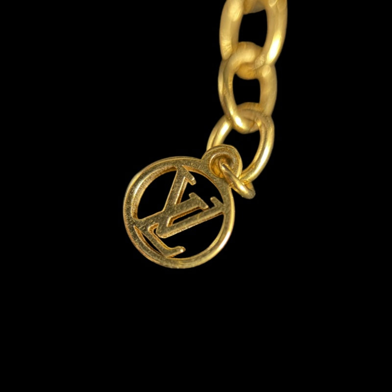 LOUIS VUITTON Necklace Petit  Gold Crystal Monogram Flower LV Circle