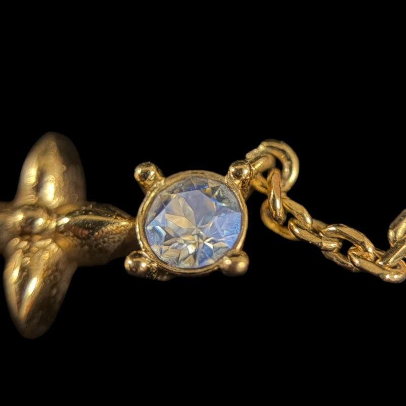 LOUIS VUITTON Necklace Petit  Gold Crystal Monogram Flower LV Circle