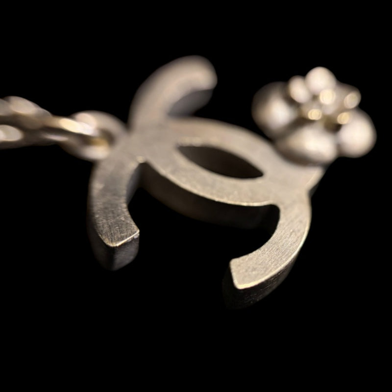 CHANEL Coco Mark Camellia Necklace Accessory Gold Metal Flower Motif Double C
