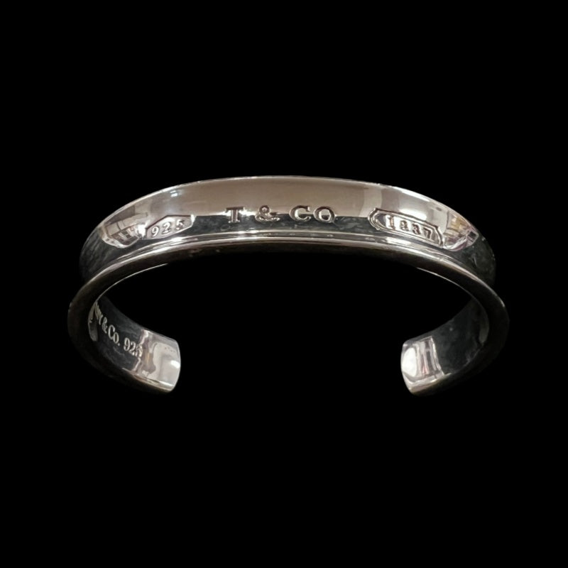 TIFFANY & CO. 1837 Narrow Bangle Bracelet Cuff 925 Silver Total Weight Approx 27.0g T&CO 1837 Stamped Open Bangle