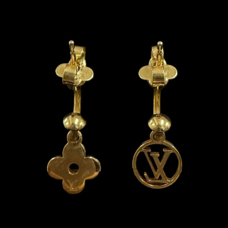 LOUIS VUITTON Boucle d'Oreille Blooming Earrings Accessory M64859 Gold Metal Asymmetric Flower Monogram Pair