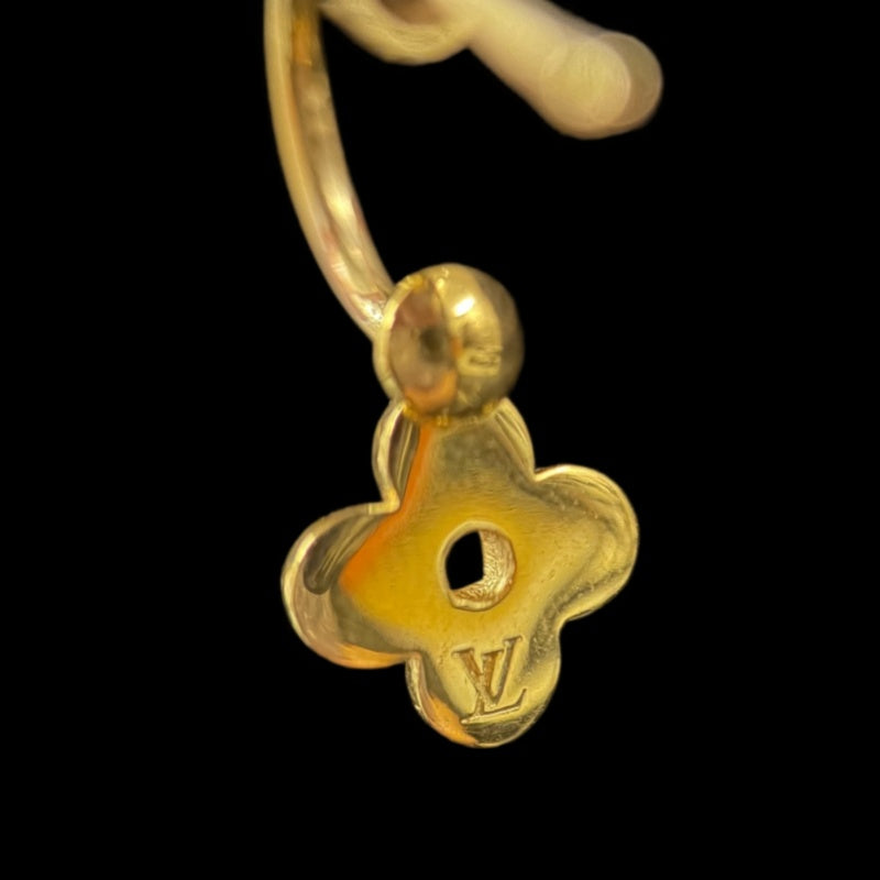 LOUIS VUITTON Boucle d'Oreille Blooming Earrings Accessory M64859 Gold Metal Asymmetric Flower Monogram Pair